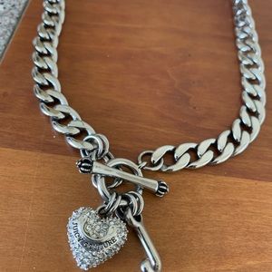 Juicy Couture Chunky Silver Necklace with Crystals and Charms